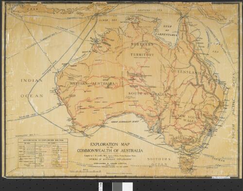 Exploration map of the Commonwealth of Australia : compiled by C.R. Long, M.A., Inspector of Schools, Education Department, Victoria, for use with "Stories of Australian exploration" ; S. Yandasynde, del., Melbourne