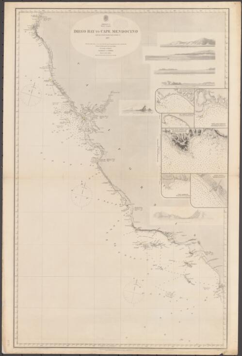 America West coast [cartographic material] Diego Bay to Cape Mendocino from the United States Coast Surveys to 1877. Engraved by J. & C. Walker