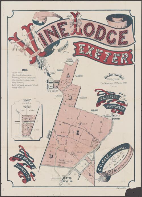 Vine Lodge, Exeter [cartographic material] : for auction sale on the ground on Saturday 8th October 1892 at 2.pm. / by D. Clifford, auctioneer