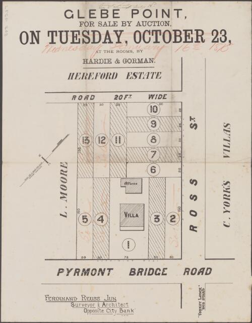 Glebe Point [cartographic material] / for sale by auction, on Tuesday, October 23, at the rooms, by Hardie and Gorman