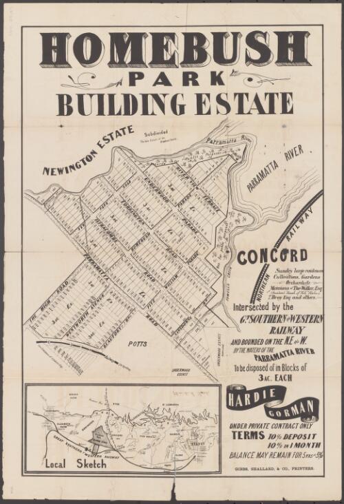 Homebush Park building estate [cartographic material] / Hardie Gorman under private contract only