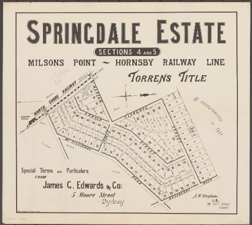 Springdale Estate, sections 4 and 5 [cartographic material] / special terms and particulars from James G. Edwards & Co: 5 Moore Street Sydney
