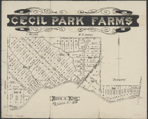 Cecil Park farms [cartographic material] / Boyd & King, 29 Hunter St. ; J.M. Cantle, draftsman, 129 Pitt St