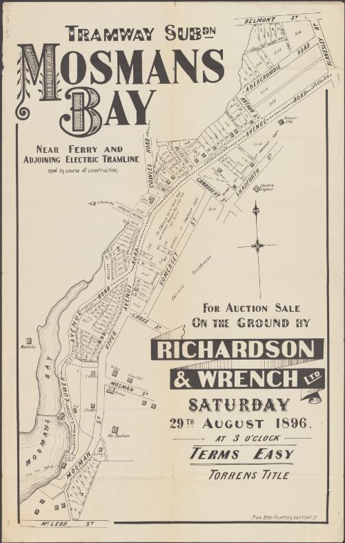 Tramway Subdn, Mosmans Bay [cartographic material] : for auction sale on the ground / by Richardson & Wrench Ltd
