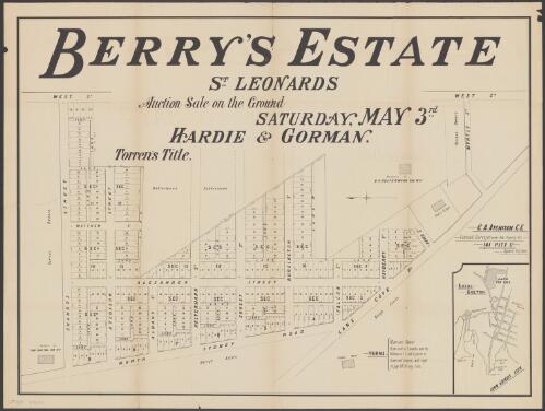 Berry's Estate, St. Leonards [cartographic material] : auction sale on the ground Saturday, May 3rd / Hardie & Gorman