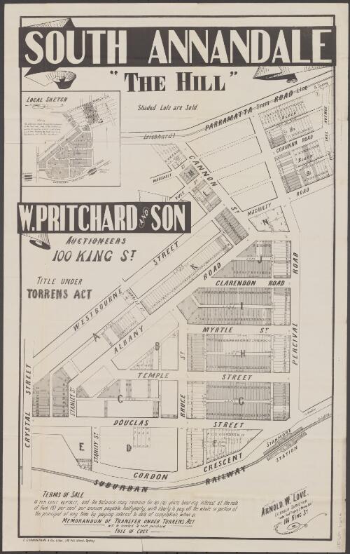 South Annandale, "The Hill" [cartographic material] / W. Pritchard and Son, auctioneers, 100 King St