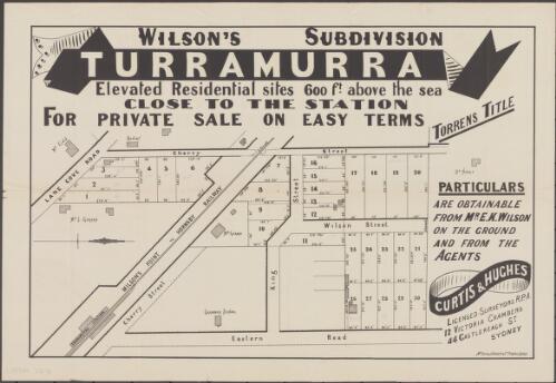 Wilson's subdivision, Turramurra [cartographic material] : elevated residential sites 600 ft. above the sea, close to the station : for private sale on easy terms