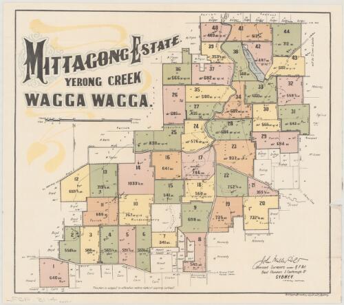Mittagong Estate, Yerong Creek, Wagga Wagga [cartographic material] / C.W. Pardey, draftsman