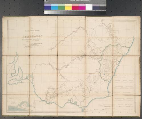 The south eastern portion of Australia showing the routes of the three expeditions and the surveyed territory [cartographic material] / T.L. Mitchell, del. ; B.R. Davies, sculpt., 16 George Str. Eusten Squ