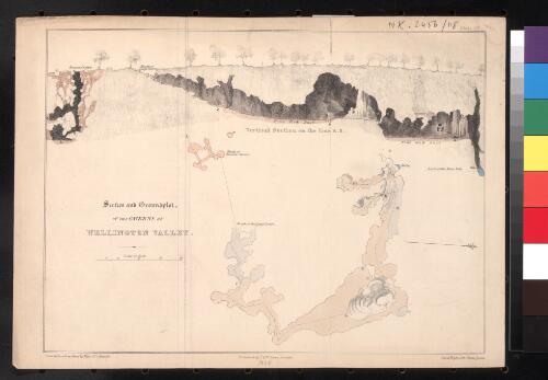 Section and groundplot of two caverns at Wellington Valley [cartographic material] / from nature & on stone by Major T. L. Mitchell