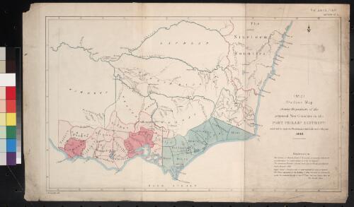 (No 2.) outline map shewing the positions of the proposed New Counties in the Port Phillip district which will be ready for Proclamation before the end of the Year 1848 [cartographic material] / J. Arrowsmith Lith