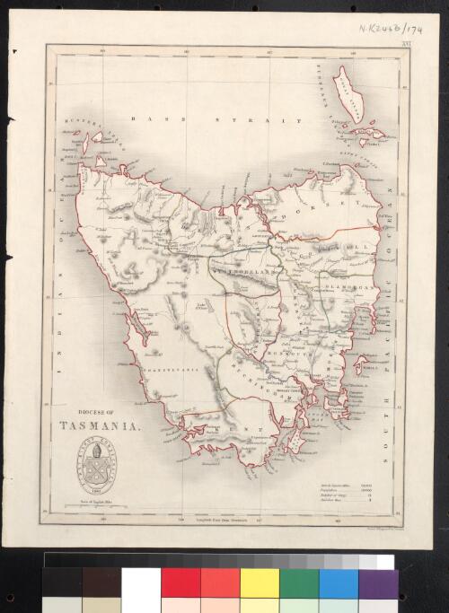 Diocese of Tasmania [cartographic material] / drawn & engraved by J. Archer