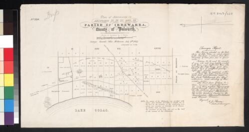 Plan of allotments in Sections 10, 19, 20 and 29 Parish of Irrewarra, County of Polworth [cartographic material] / Edward Bage Assist. Surveyor Colac June 24th 1855; lithographed by E. Gilks