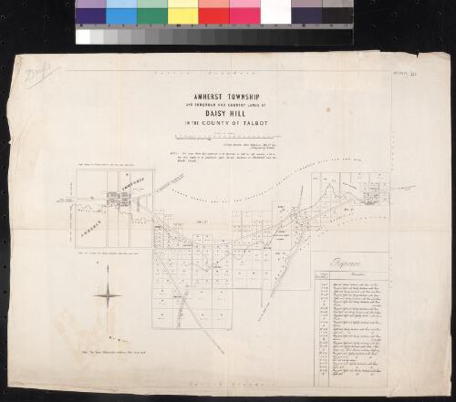 Amherst township and suburban and country lands at Daisy Hill in the County of Talbot [cartographic material] / Hugh Fraser Assistant Surveyor April 9th 1855; lithographed by R Meikle