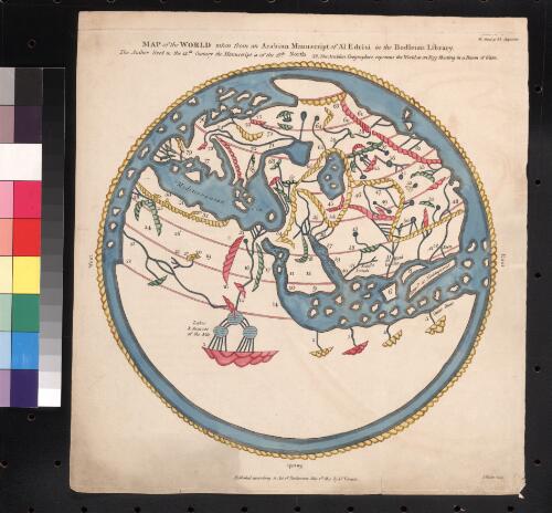 Map of the world taken from an Arabian manuscript of Al Edrisi in the Bodleian Library [cartographic material] / J. Walker sculp