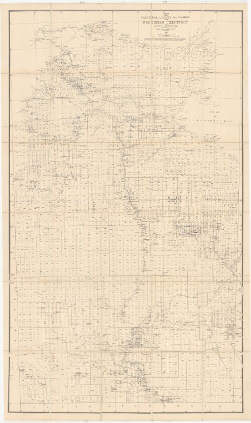 Plan shewing pastoral leases and claims in the Northern Territory of South Australia [cartographic material] / compiled in the Surveyor General's Office Adelaide 1885