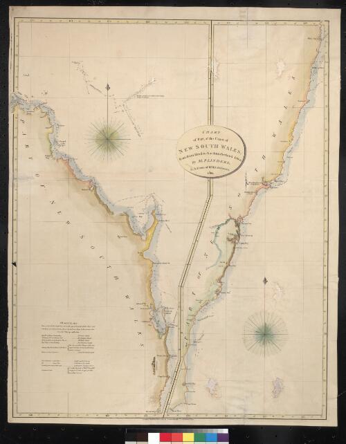 Chart of part of the coast of New South Wales from Ram Head to Northumberland Isles [cartographic material] / by M. Flinders 2nd. Lieut. of H.M.S. Reliance