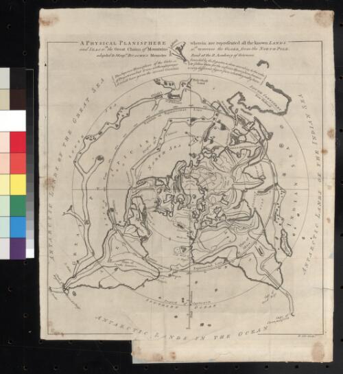 A physical planisphere [cartographic material] : Wherein are represented all the known land and seas with the great chains of mountains which traverse the globe from the North