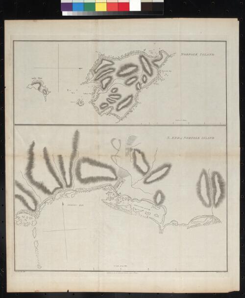 Norfolk Island ; S. end of Norfolk Island [cartographic material] / W. Bradley delin. 1788 ; W. Harrison & J. Reid sc