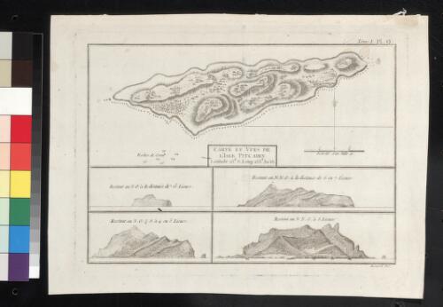 Carte et vues de l'Isle Pitcairn [cartographic material] / Benard dir. [i.e. direxit]