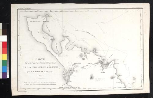 Carte de la partie septentrionale de la Nouvelle Zelande [cartographic material] / par M. M. Durville et Lottin 1831; grave par Laurent; Imp. Lithog. de Roissy