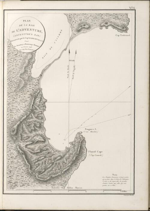 Plan de la baie de l'Adventure, (Adventure's Bay) decouverte par le cape. Furneaux en 1773 [cartographic material] / leve par Jouvency et Beautemps-Beaupre en fevrier 1793 (an 1er de l'ere Francaise)
