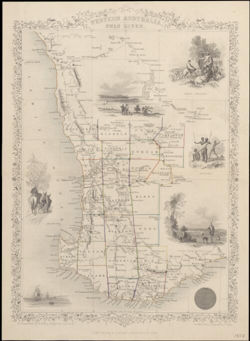 Western Australia, Swan River [cartographic material] / the map drawn & engraved by J. Rapkin ; the illustrations by A. H. Wray & engraved by W. Lacey