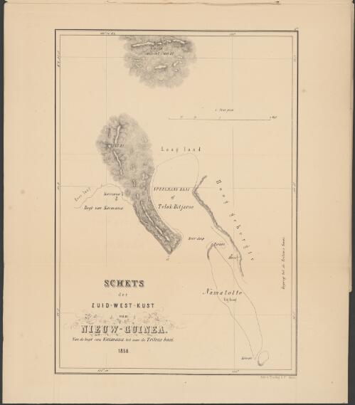 Schets der zuid-west-kust van Nieuw-Guinea [cartographic material] : van de bogt van Kaimana tot aan de Tritons Baai