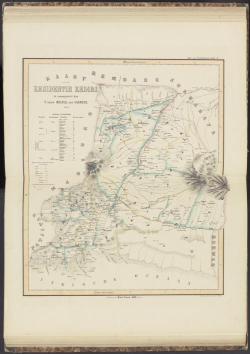 Kaart van de Residentie Kediri, 1855 [cartographic material] / te zamengesteld door P. Baron Melvill van Carnbee ; geteek. door Cronenberg en Wolff