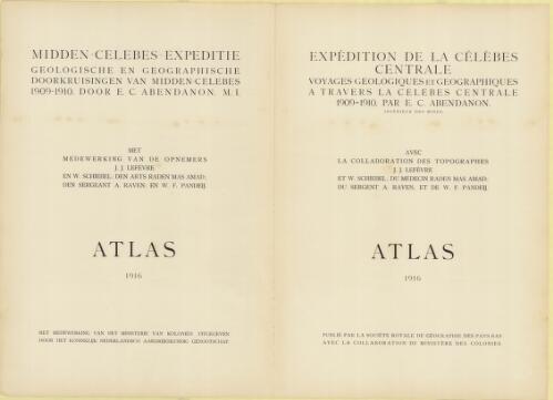 Voyages géologiques et géographiques a travers la Célèbes centrale : atlas / E. C.  Abendanon