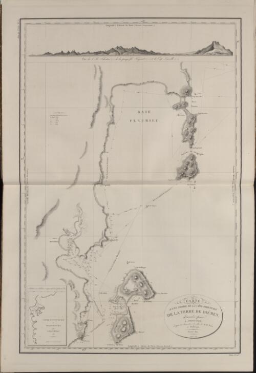 Carte d'une partie de la cote orientale de la Terre de Diemen [cartographic material] / dressee par L. Freycinet d'apres ses observations et celles de M. M. Faure et Boullanger, Fevrier 1802