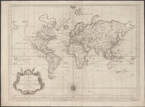 An essay of a new and compact map containing the known parts of the terrestral globe [cartographic material] / by N. Bellin, Engineer of the Marine at the Hague by P. de Hondt