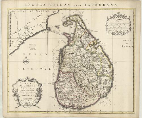 Carte de l'Isle de Ceylan [cartographic material]  / dressée sur les observations de Mrs. de l'Academie Royale des Sciences par le Sr. de l'Isle