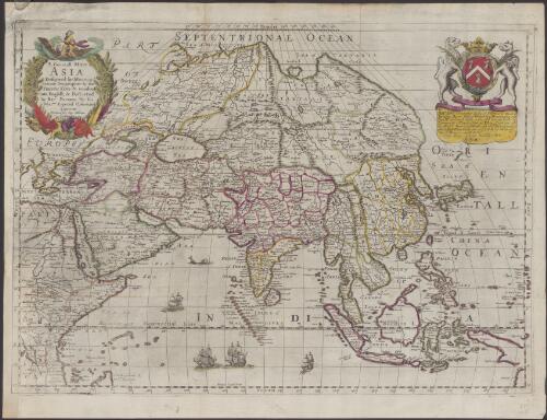 A generall mappe of Asia [cartographic material] / designed by Mounsieur Sanson geographer to the French king &c. rendred into English & ilustrated by Ric: Brome by His Majtis. Especial Command ; Francis Lamb Sculp