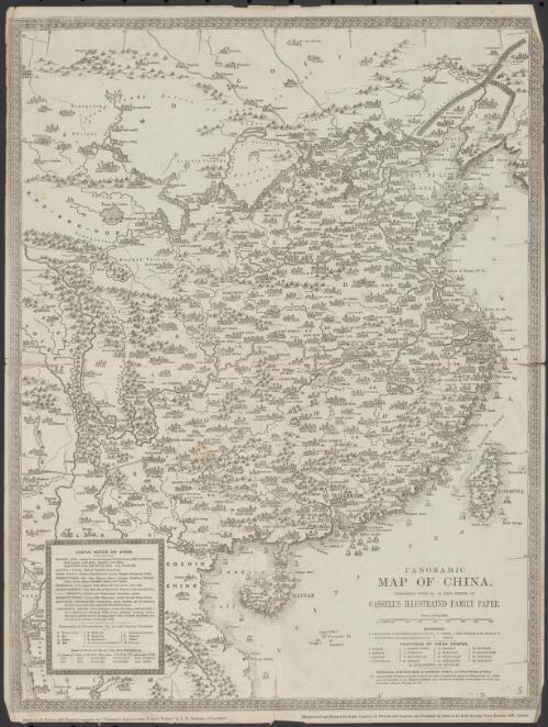 Panoramic map of China [cartographic material] / drawn by F. Young and engraved expressly for Cassell's illustrated family papers by L.M. Becker