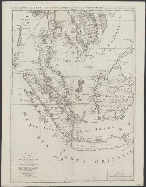 Le royaume de Siam avec les royaumes qui luy sont tributaires et les Isles de Sumatra, Andemaon, etc. et les Isles Voisine [cartographic material]