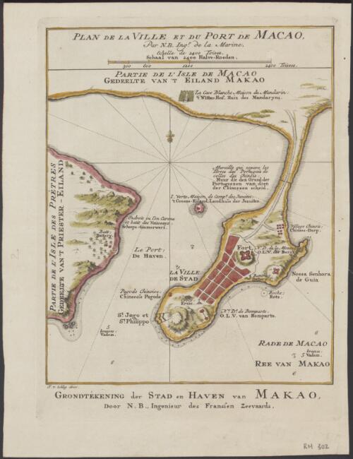 Plan de la ville et du port de Macao / [cartographic material] par N.B., ingr. de la Marine ; J. v. Schley direx