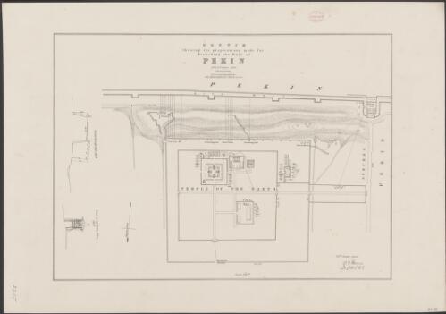 Sketch showing the preparations made for breaching the wall of Pekin, 11th &12th October, 1860 [cartographic material] / Lithd. at the Topl. Dep^ot, War Office, Col. Sir H. James, R.E.:F.R.S. &c. Director
