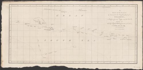 A chart of the islands discovered in the neighborhood of Otaheite in the course of several voyages round the world made by the Capns. Byron, Wallis, Carteret & Cook in the years 1765, 1767, 1769 [cartographic material] / Whitchurch, sculp