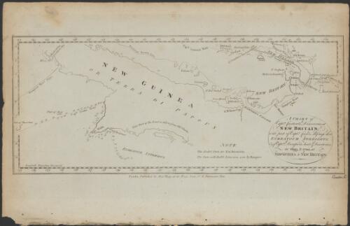 A chart of Captn. Carteret's discoveries of New Britain [cartographic material] : with part of Captn. Cook's passage thro Endeavour Streights & of Captn. Dampier's tract and discoveries in 1699 & 1700 at New Guinea & New Britain  / Conder, sc