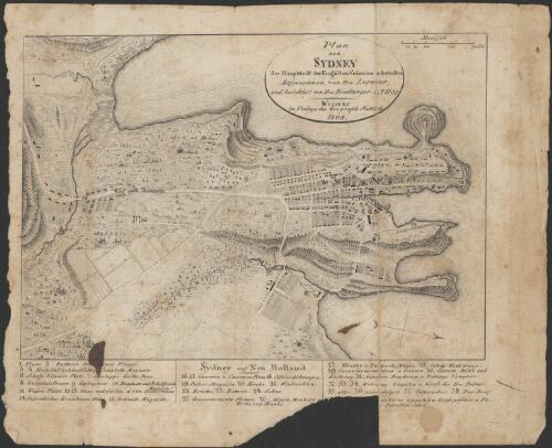 Plan von Sydney der Hauptstadt der Englischen Colonien in Australien [cartographic material] / Aufgenommen von Hrn. Lesueur ; und berichtigt von Hrn. Boullanger i J. 1802