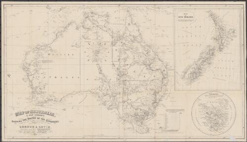 Map of Australia & New Zealand shewing the routes of the explorers [cartographic material] / compiled from the Government maps
