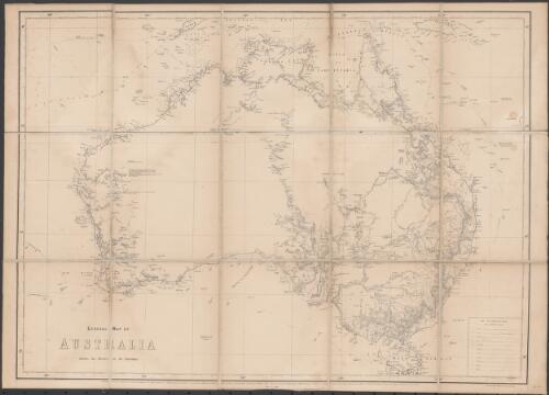 General map of Australia shewing the routes of the explorers [cartographic material] / reduced and drawn by Edward Price, under the direction of R. Brough Smyth. F.G.S. ; Lithographed at the Office of Lands & Survey Melbourne, the outline and hills by Thomas Franklin Bibbs, the writing by William Collis, under the supervision of Richard Counsel, Chief Draftsman ; C.W. Ligar, C.E. Surveyor General, The Honorable Charles Gavan Duffy, President of the Board of Land and Works