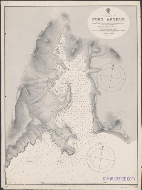 Tasmania - South Coast. Port Arthur [cartographic material] / surveyed by Lieut. & Commr. H.E. Purey-Cust, R.N. assisted and by Lieuts. W. Pudsey-Dawson, F.C.C. Pasco, R.A.E.H. Marescaux, R.N., H.M. Surveying Ship Dart, 1893 ; engraved by Davies & Company