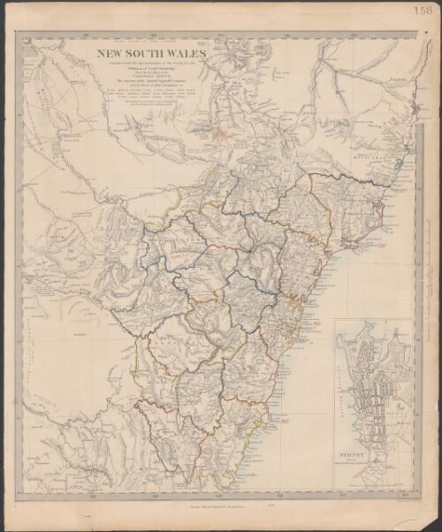 New South Wales [cartographic material] / compiled under the Superintendence of the Society for the Diffusion of Useful Knowledge from the M.S. maps in the Colonial Office, the surveys of the Australn. Agricultl. Company and the routes of Allen Cunningham etc. ; engraved by J. & C. Walker
