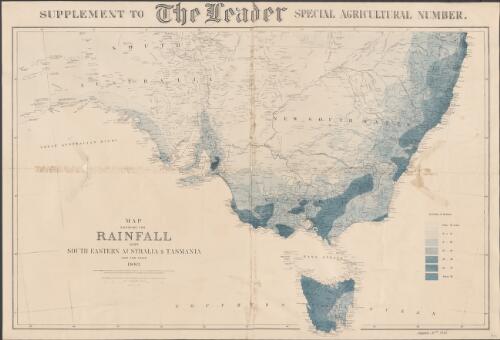 Map shewing the rainfall over south eastern Australia & Tasmania for the year 1883 [cartographic material] / prepared at the Melbourne Observatory, under the direction of R.L.J. Ellery, Govt. Astronomer ... ; constructed & engraved at the Department of Lands & Survey Melbourne under the direction of A.J. Skene, M.A. Surveyor-General ; engraved by W. & J. Slight