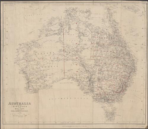 Australia showing the dioceses with the mission stations aided by the Colonial & Continental Church Society [cartographic material]