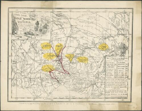 The digger's road guide to the gold mines of Victoria and the country extending 210 miles round Melbourne [cartographic material] / carefully compiled from authentic sources & lithographed by Edwd. Gilks
