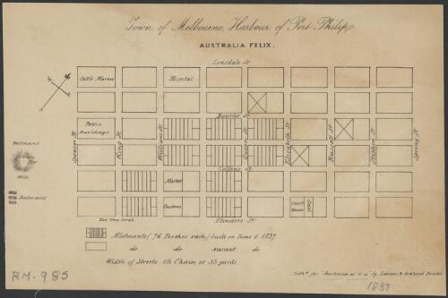 Town of Melbourne, harbour of Port Philip [i.e. Phillip], Australia Felix [cartographic material]