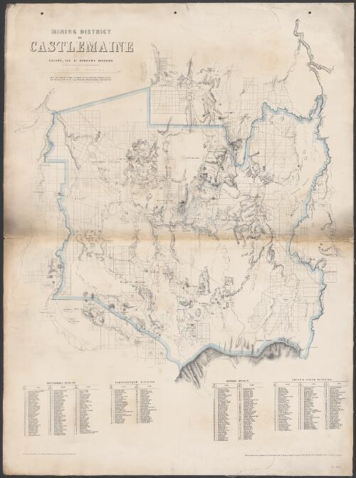 Mining district of Castlemaine [cartographic material] : except the St. Andrew's Division / lithographed and printed in colours by Fergusson & Mitchell, Melbourne